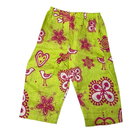 Greggy Girl 2 Pc Outfit Girls Lime Green Pink Linen Flare Top Pants Size 4 - Picture 4 of 9